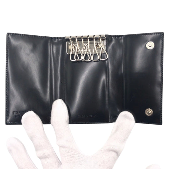 PRADA Key case Key holder  leather black Key case Key holder Unisex Women Used Authentic