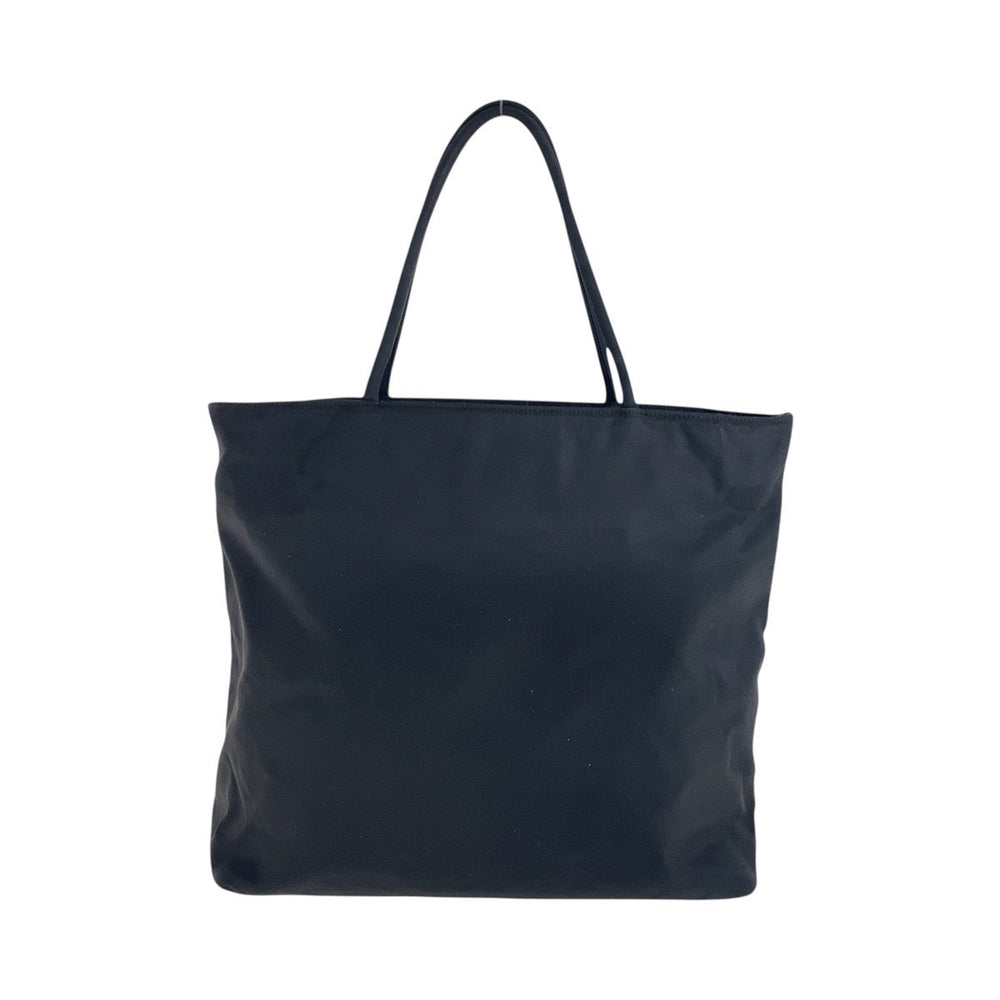 PRADA Tote Bag Nylon Black SilverMetal Tote Bag Shoulder Bag Test Triangle With logo Women Used Authentic