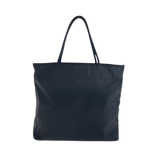 PRADA Tote Bag Nylon Black SilverMetal Tote Bag Shoulder Bag Test Triangle With logo Women Used Authentic