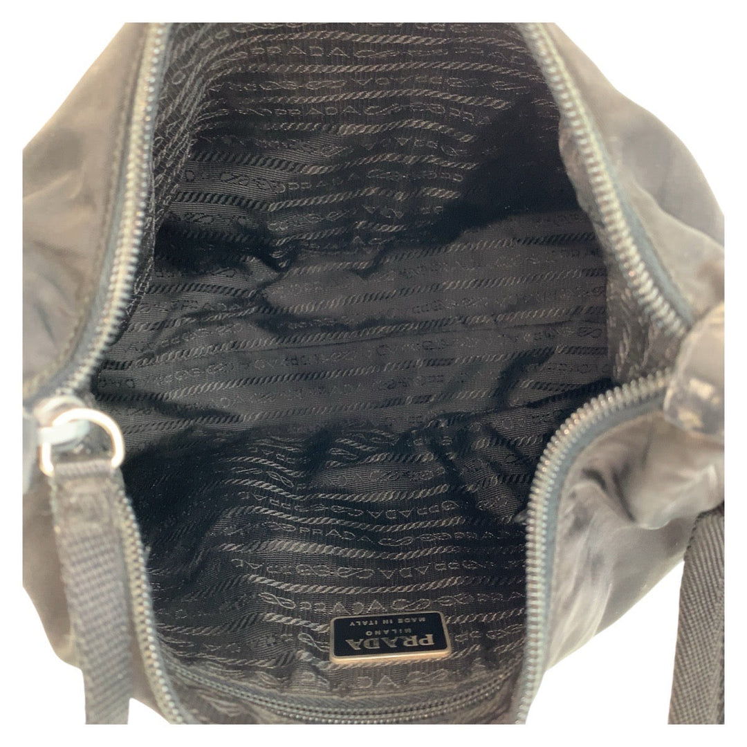 PRADA Shoulder Bag Nylon Black SilverMetal Test Women Used Authentic