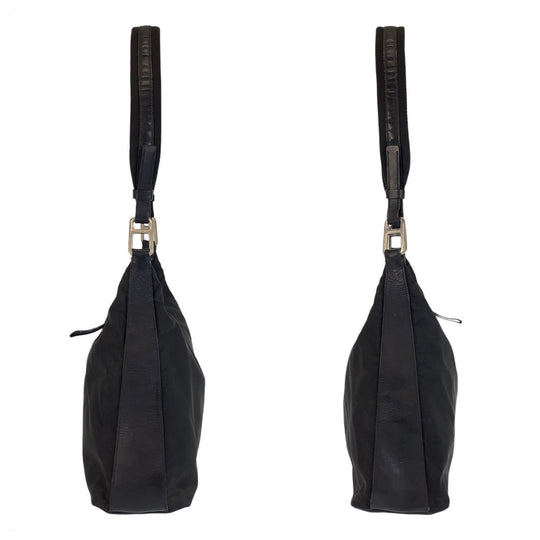 PRADA Shoulder Bag Nylon Black SilverMetal Test Women Used Authentic