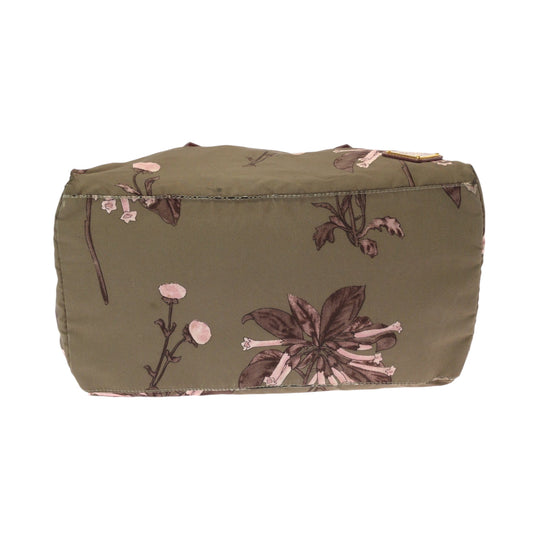 PRADA Shoulder Bag Nylon Beige Pink Gold Metal Handbag Shoulder Bag Mini Boston Duffel bag Test Floral triangleWith logo Women Used Authentic