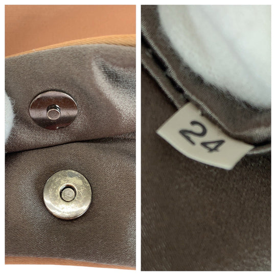 PRADA Handbag Nylon, enamel Brown Beige SilverMetal Handbag accessory pouch Test Triangle With logo Women Used Authentic