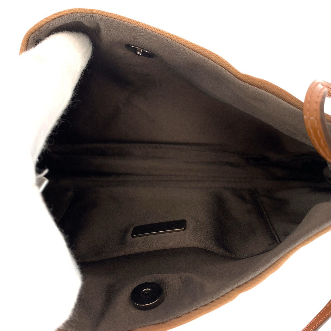 PRADA Handbag Nylon, enamel Brown Beige SilverMetal Handbag accessory pouch Test Triangle With logo Women Used Authentic