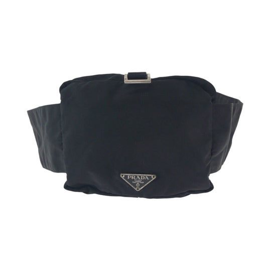 PRADA Sling bag Nylon Black SilverMetal Sling bag, waist pouch, bum bag Test Triangle With logo Women Used Authentic