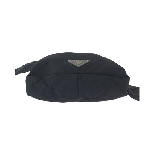 PRADA Sling bag Nylon Black SilverMetal Sling bag, waist pouch, bum bag Test Triangle With logo Women Used Authentic