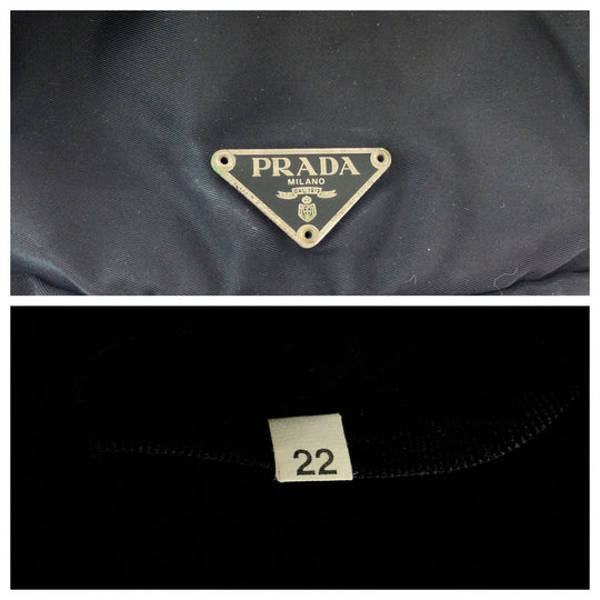 PRADA Sling bag Nylon Black SilverMetal Sling bag, waist pouch, bum bag Test Triangle With logo Women Used Authentic