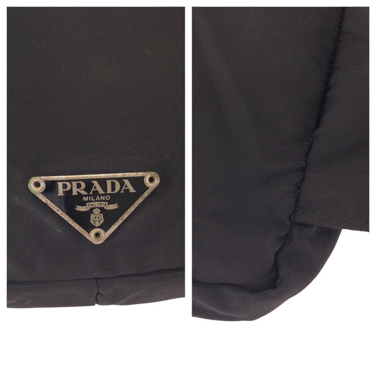 PRADA Sling bag Nylon Black SilverMetal Sling bag, waist pouch, bum bag Test Triangle With logo Women Used Authentic