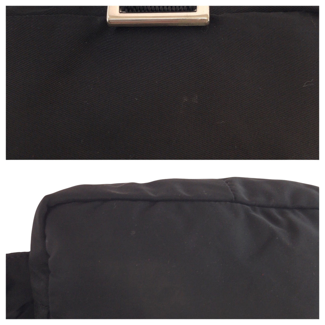 PRADA Sling bag Nylon Black SilverMetal Sling bag, waist pouch, bum bag Test Triangle With logo Women Used Authentic