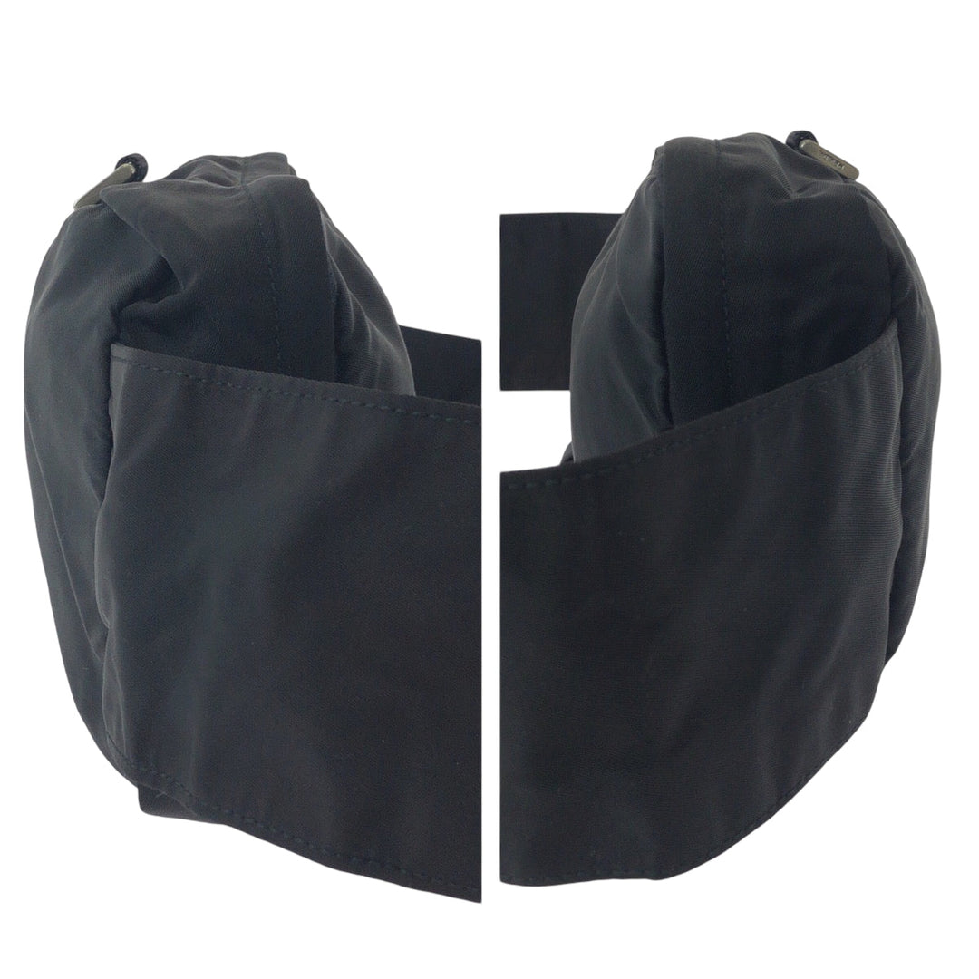 PRADA Sling bag Nylon Black SilverMetal Sling bag, waist pouch, bum bag Test Triangle With logo Women Used Authentic