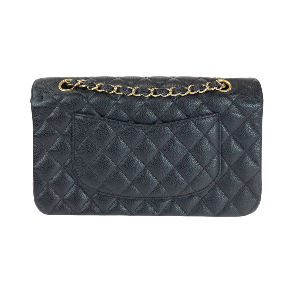 CHANEL Shoulder Bag Caviar skin black Mattasse double flap COCO Mark Turnlock