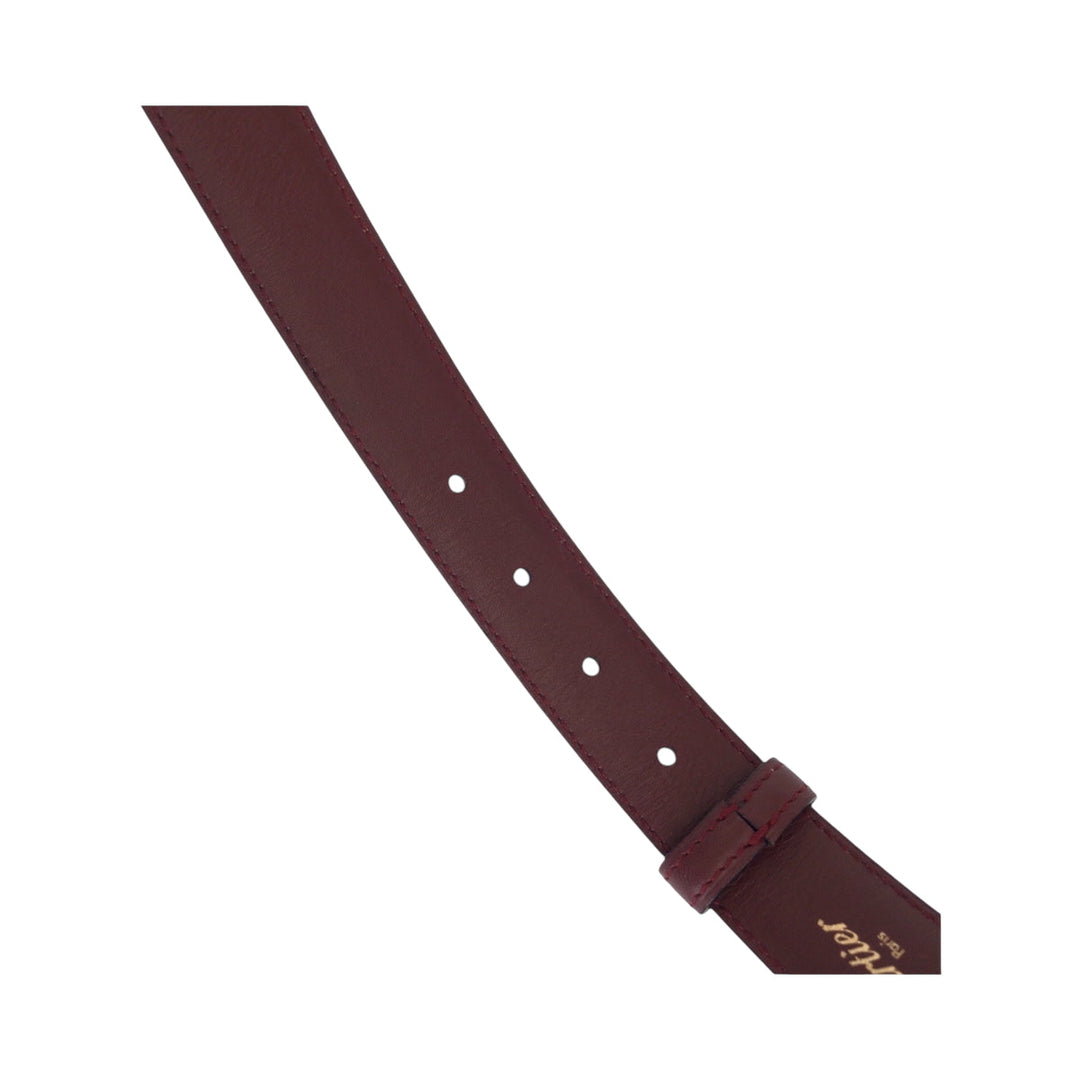 CARTIER belt leather Bordeaux Gold Metal Belt buckle Santos Must Line mens No Size (See Description) Used Authentic