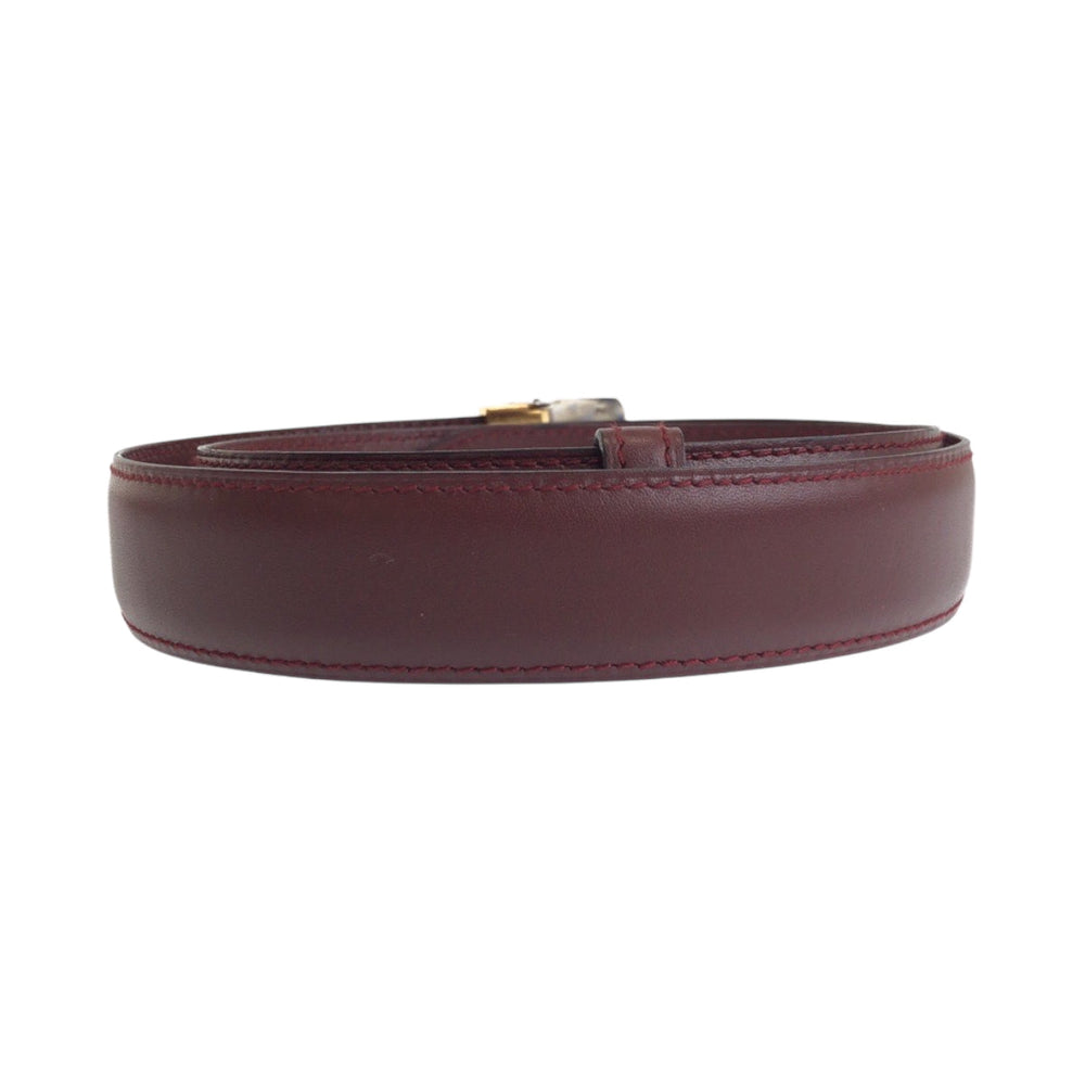 CARTIER belt leather Bordeaux Gold Metal Belt buckle Santos Must Line mens No Size (See Description) Used Authentic