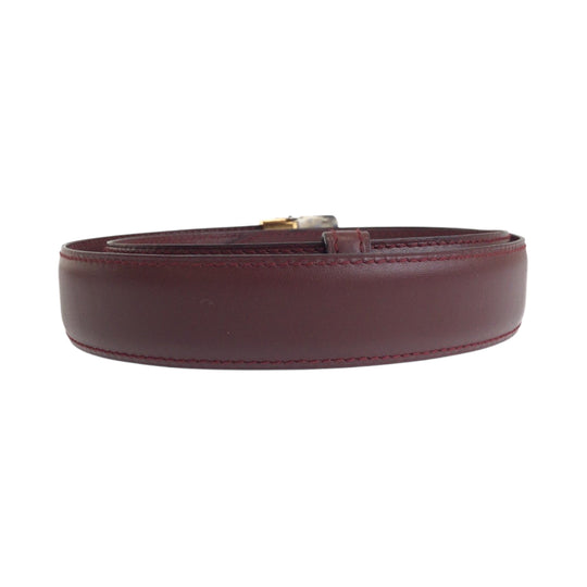 CARTIER belt leather Bordeaux Gold Metal Belt buckle Santos Must Line mens No Size (See Description) Used Authentic