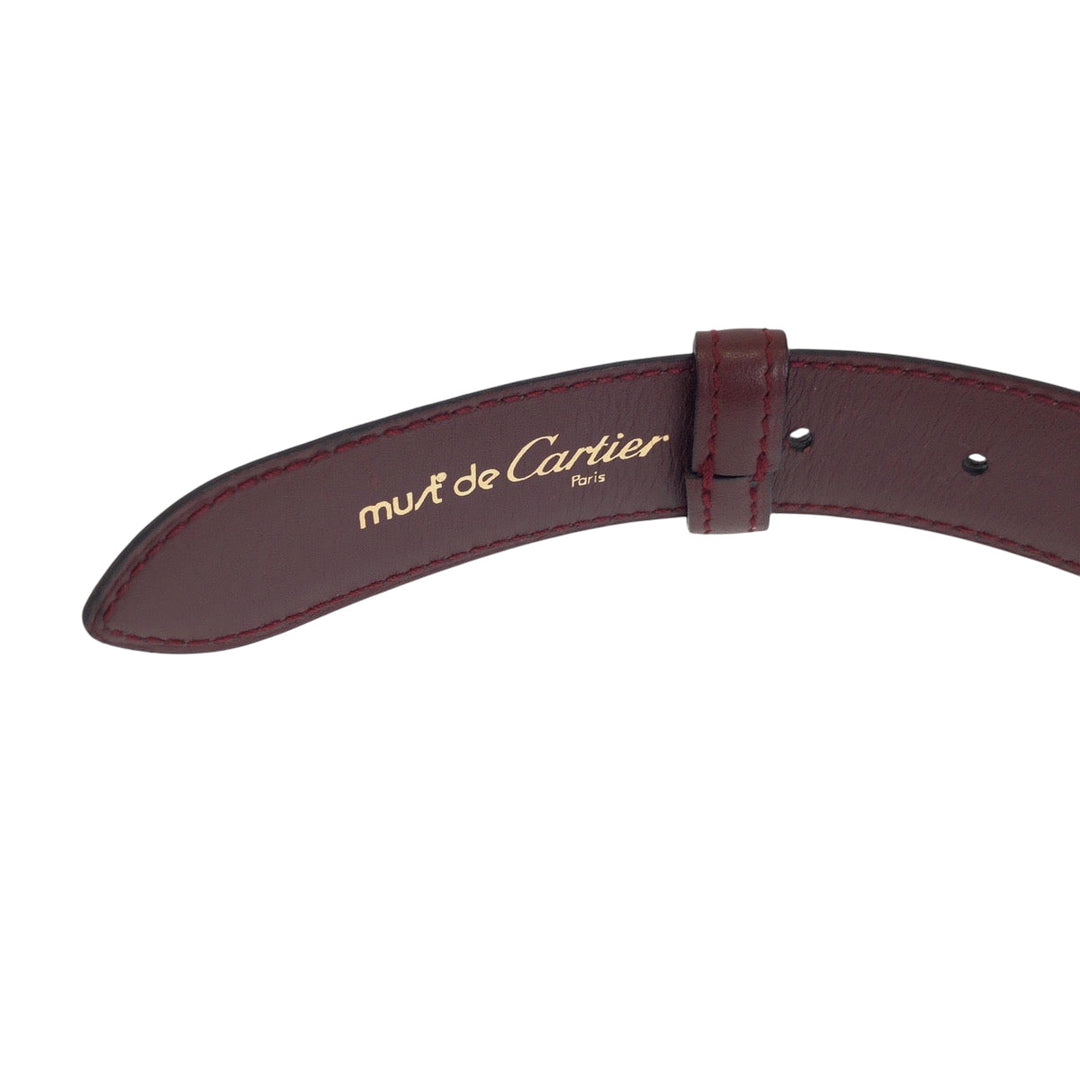 CARTIER belt leather Bordeaux Gold Metal Belt buckle Santos Must Line mens No Size (See Description) Used Authentic