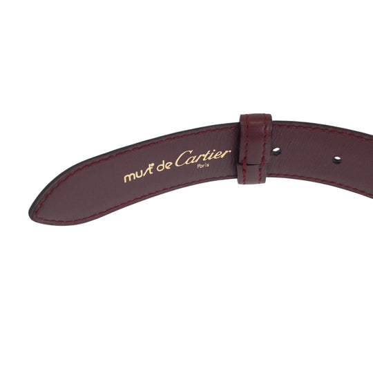 CARTIER belt leather Bordeaux Gold Metal Belt buckle Santos Must Line mens No Size (See Description) Used Authentic