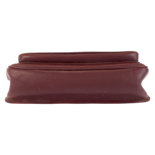 CARTIER Shoulder Bag leather Bordeaux Gold Metal Shoulder Bag Must Line Women Used Authentic