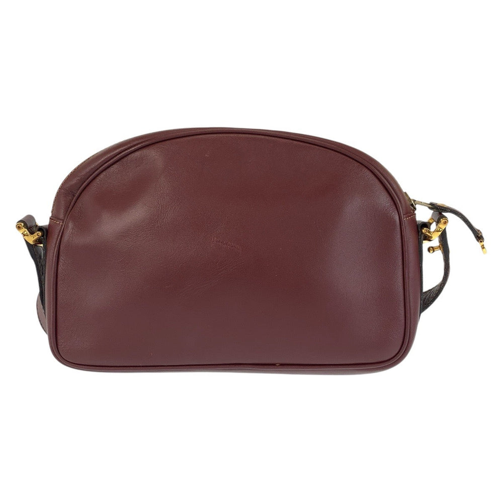 CARTIER Shoulder Bag leather Bordeaux Gold Metal Shoulder Bag pochette Must Line Women Used Authentic
