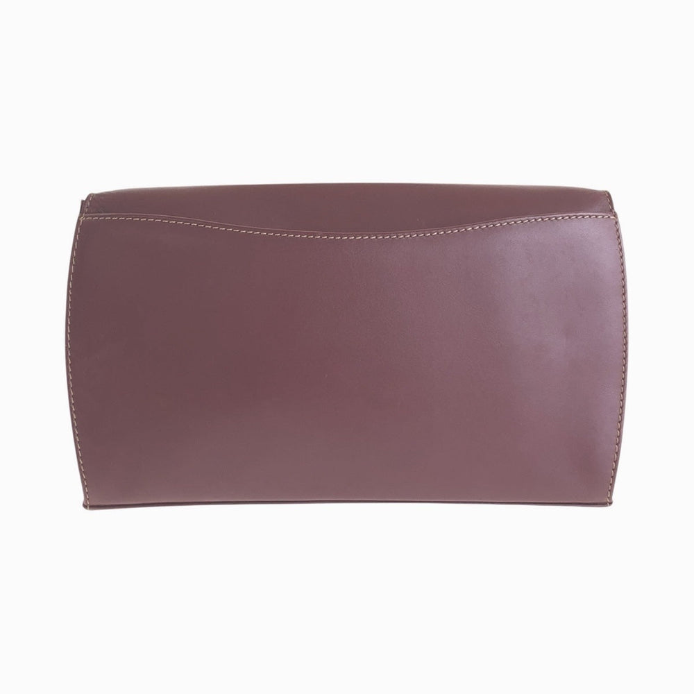 CARTIER Shoulder Bag leather Wine Red Bordeaux Gold Metal Shoulder Bag pochette Must Line Women Used Authentic