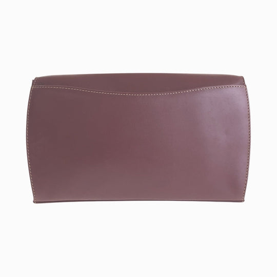 CARTIER Shoulder Bag leather Wine Red Bordeaux Gold Metal Shoulder Bag pochette Must Line Women Used Authentic