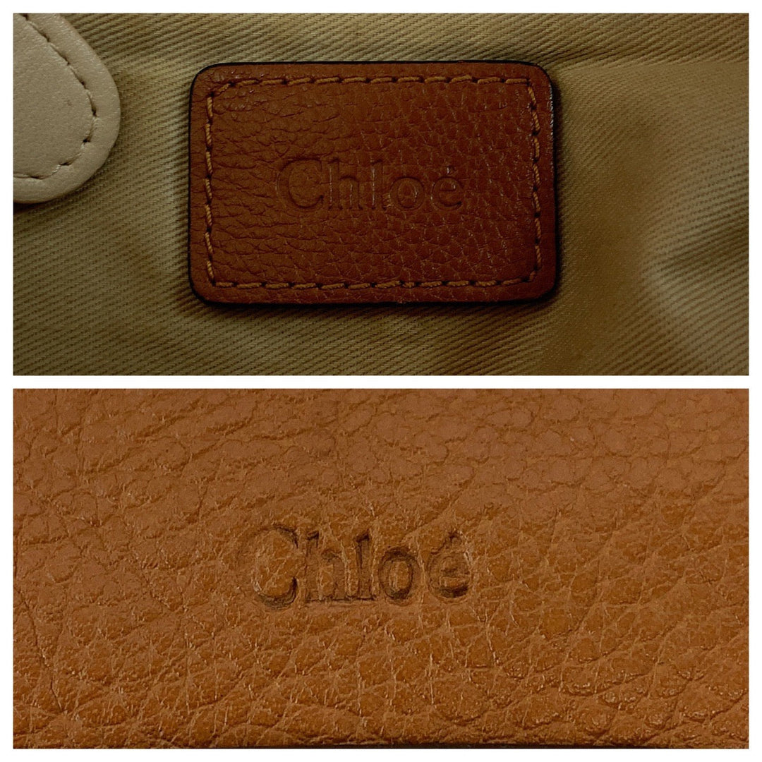 Chloe Shoulder Bag leather Brown Gold Metal Shoulder Bag Handbag 2way Paraty Women Used Authentic