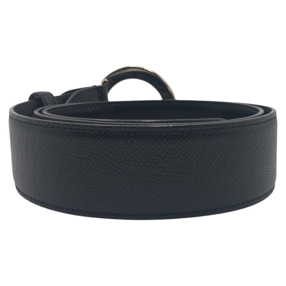 BVLGARI belt SA G14 38088 leather Black Silver Belts Unisex Circle logo Women Used Authentic