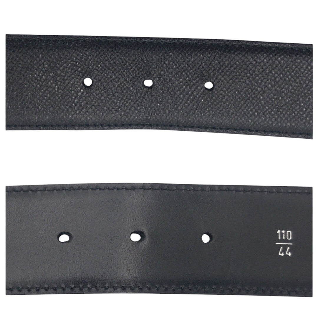 BVLGARI belt SA G14 38088 leather Black Silver Belts Unisex Circle logo Women Used Authentic