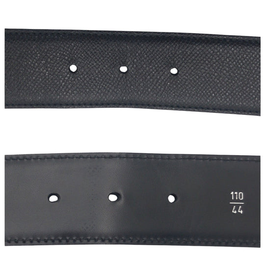 BVLGARI belt SA G14 38088 leather Black Silver Belts Unisex Circle logo Women Used Authentic
