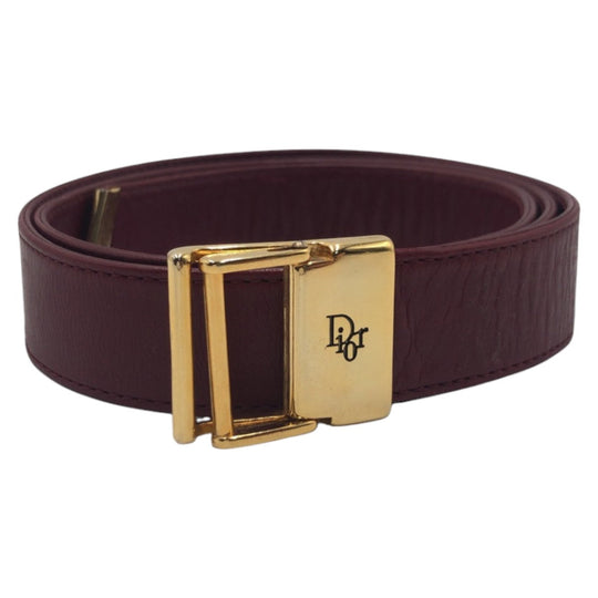 Christian Dior belt D9306 leather Red gold Women Used Authentic