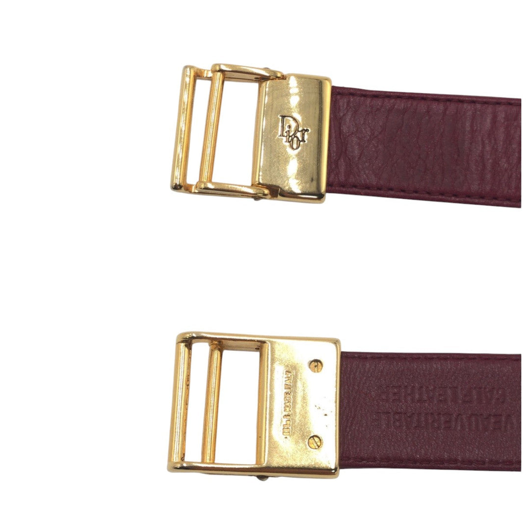 Christian Dior belt D9306 leather Red gold Women Used Authentic