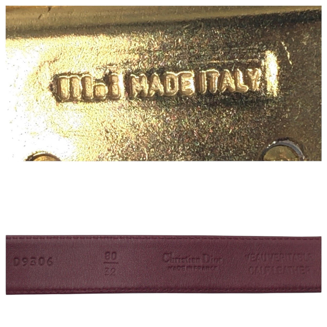 Christian Dior belt D9306 leather Red gold Women Used Authentic