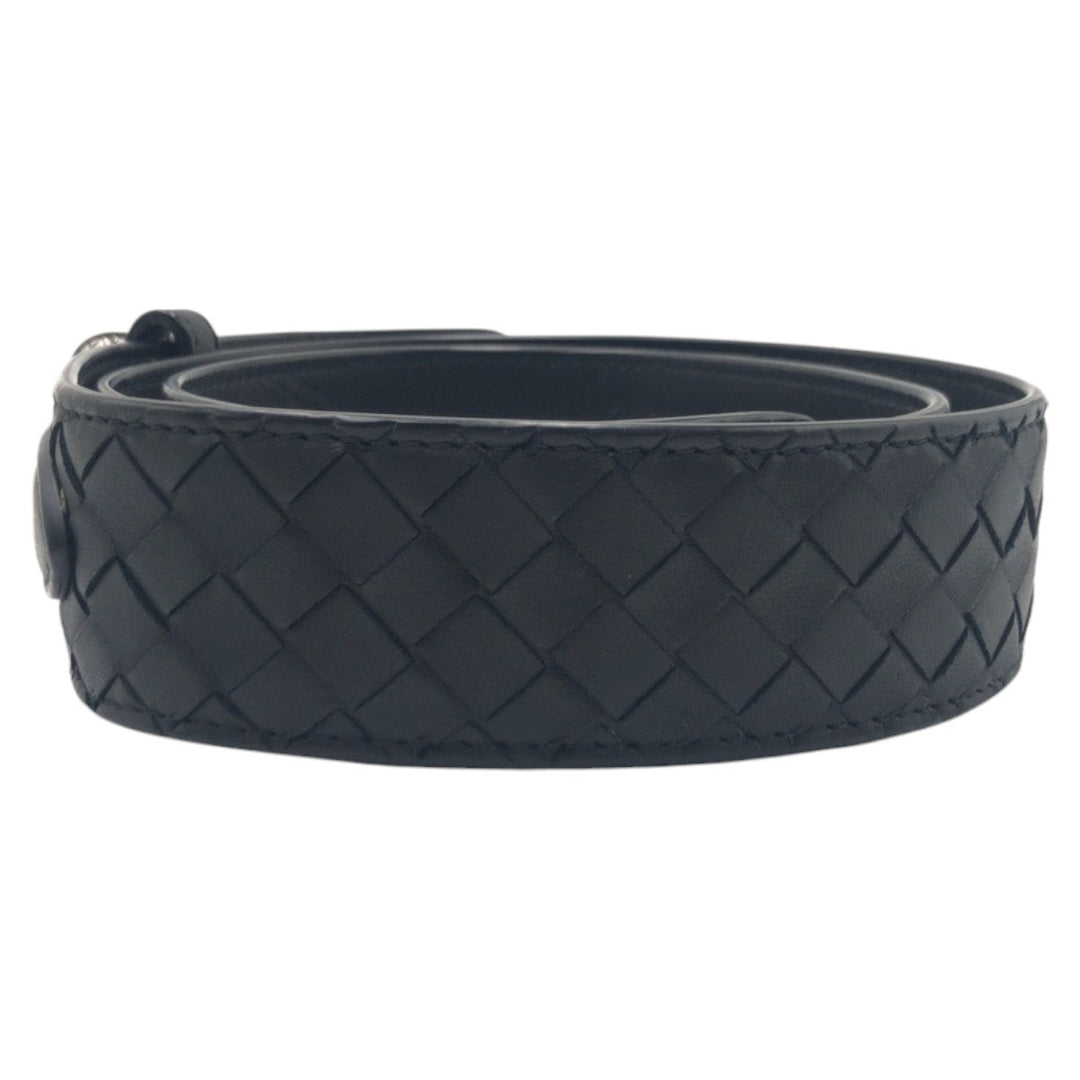 BOTTEGAVENETA belt leather Black Silver INTRECCIATO mens Used Authentic