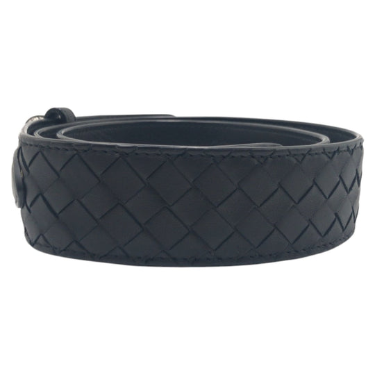 BOTTEGAVENETA belt leather Black Silver INTRECCIATO mens Used Authentic