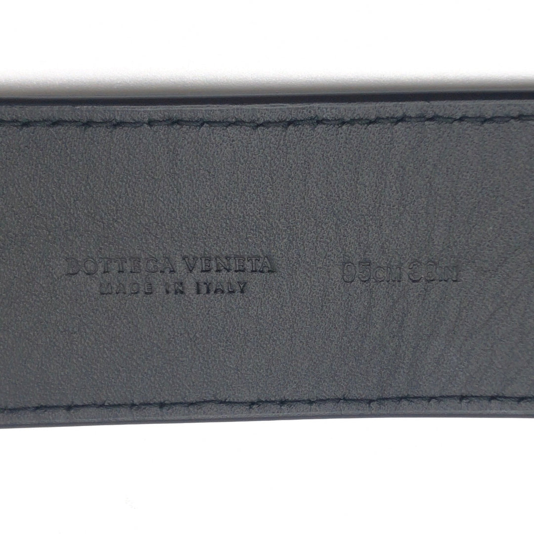 BOTTEGAVENETA belt leather Black Silver INTRECCIATO mens Used Authentic