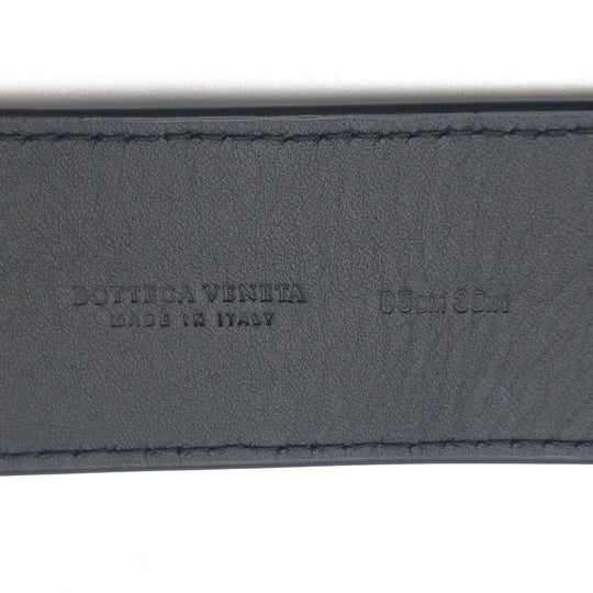 BOTTEGAVENETA belt leather Black Silver INTRECCIATO mens Used Authentic