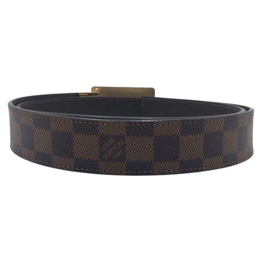 LOUIS VUITTON belt M9677 PVC Brown gold Damier Centurion Envanteur mens Used Authentic