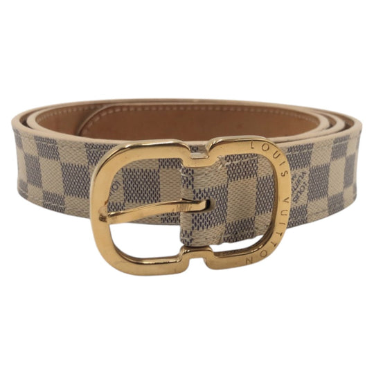 LOUIS VUITTON belt M9782 PVC Beige gold Damier Azur Sainteur Mini Women Used Authentic