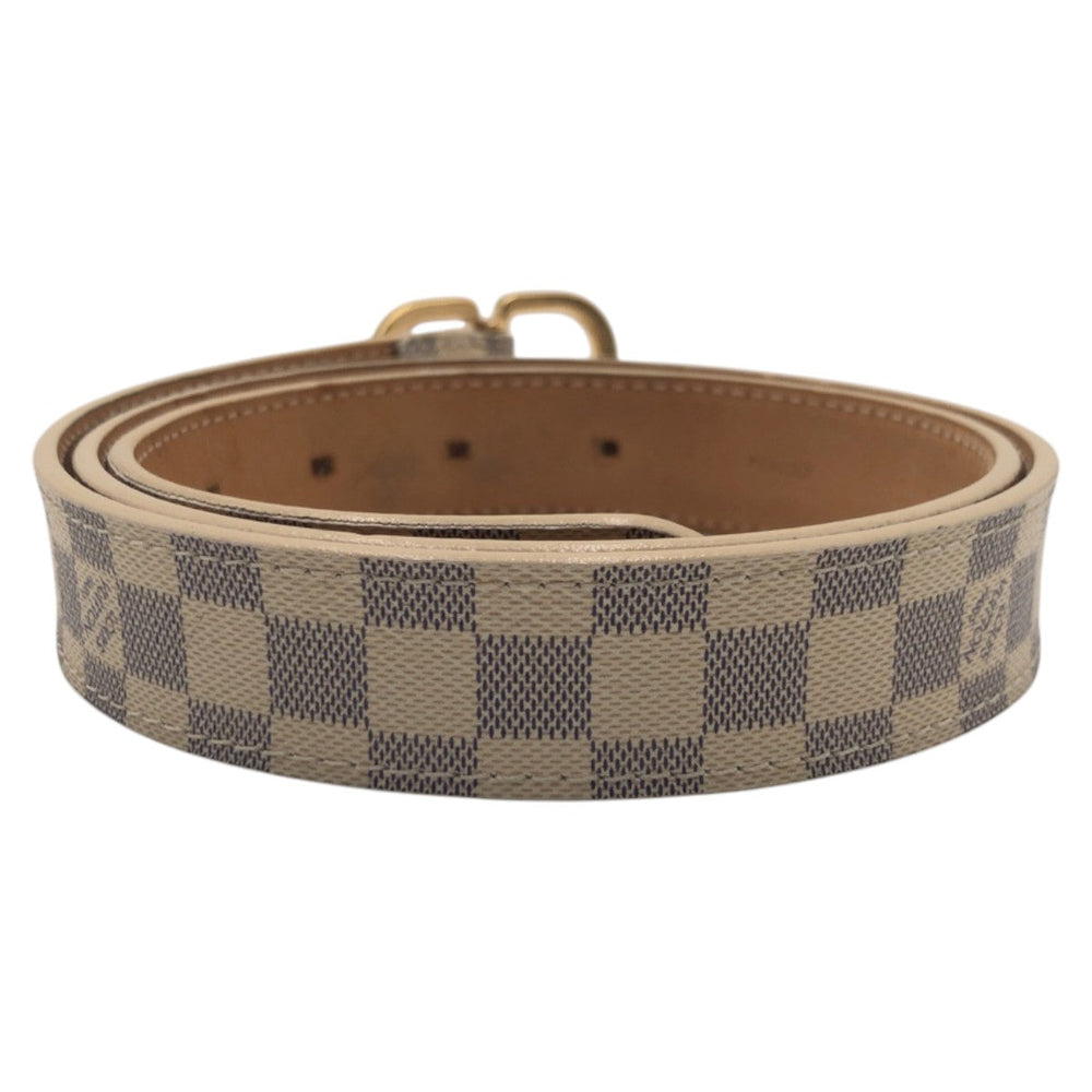 LOUIS VUITTON belt M9782 PVC Beige gold Damier Azur Sainteur Mini Women Used Authentic