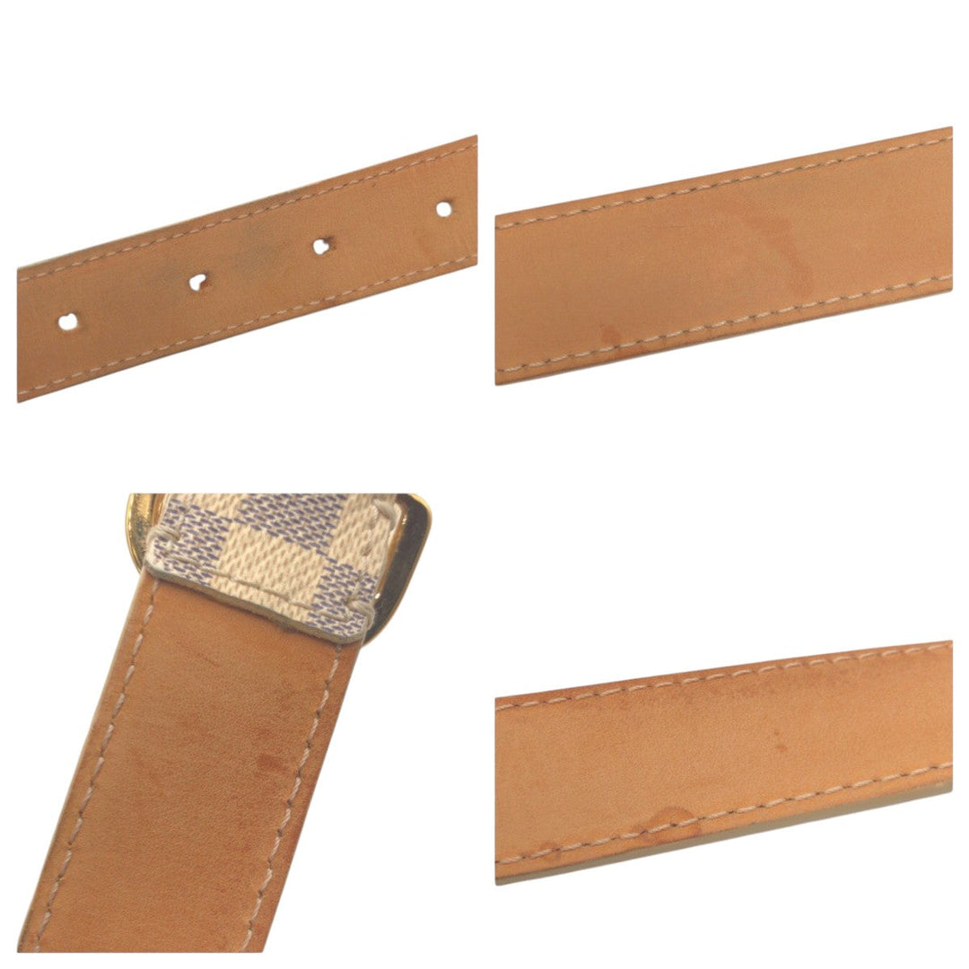 LOUIS VUITTON belt M9782 PVC Beige gold Damier Azur Sainteur Mini Women Used Authentic