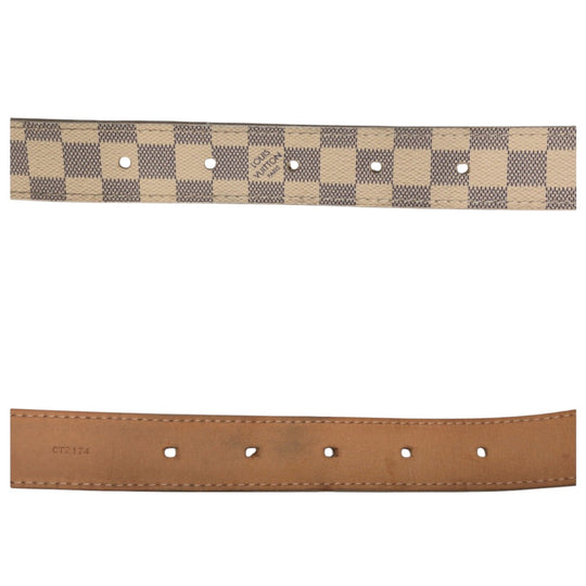LOUIS VUITTON belt M9782 PVC Beige gold Damier Azur Sainteur Mini Women Used Authentic