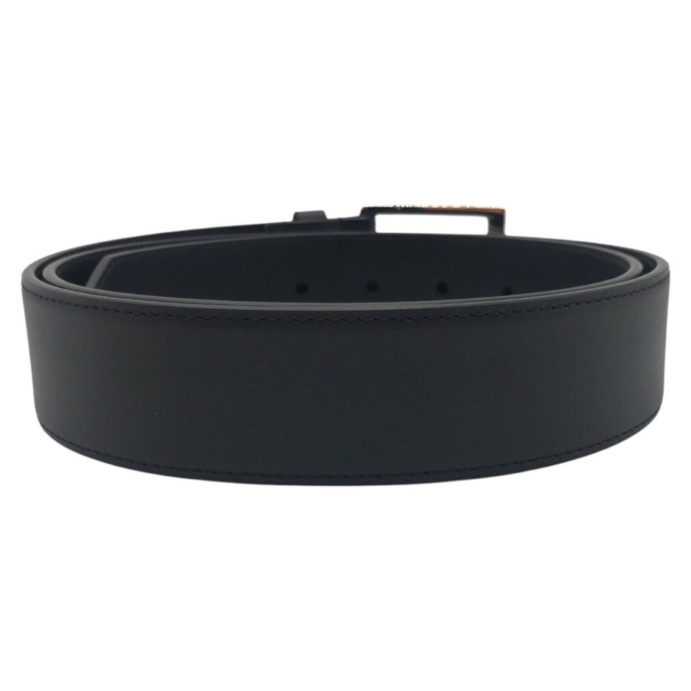 LOUIS VUITTON belt M0542 leather Black Silver LV City Pin mens Used Authentic