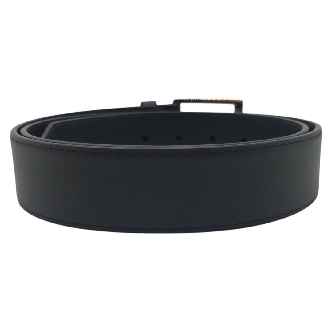 LOUIS VUITTON belt M0542 leather Black Silver LV City Pin mens Used Authentic