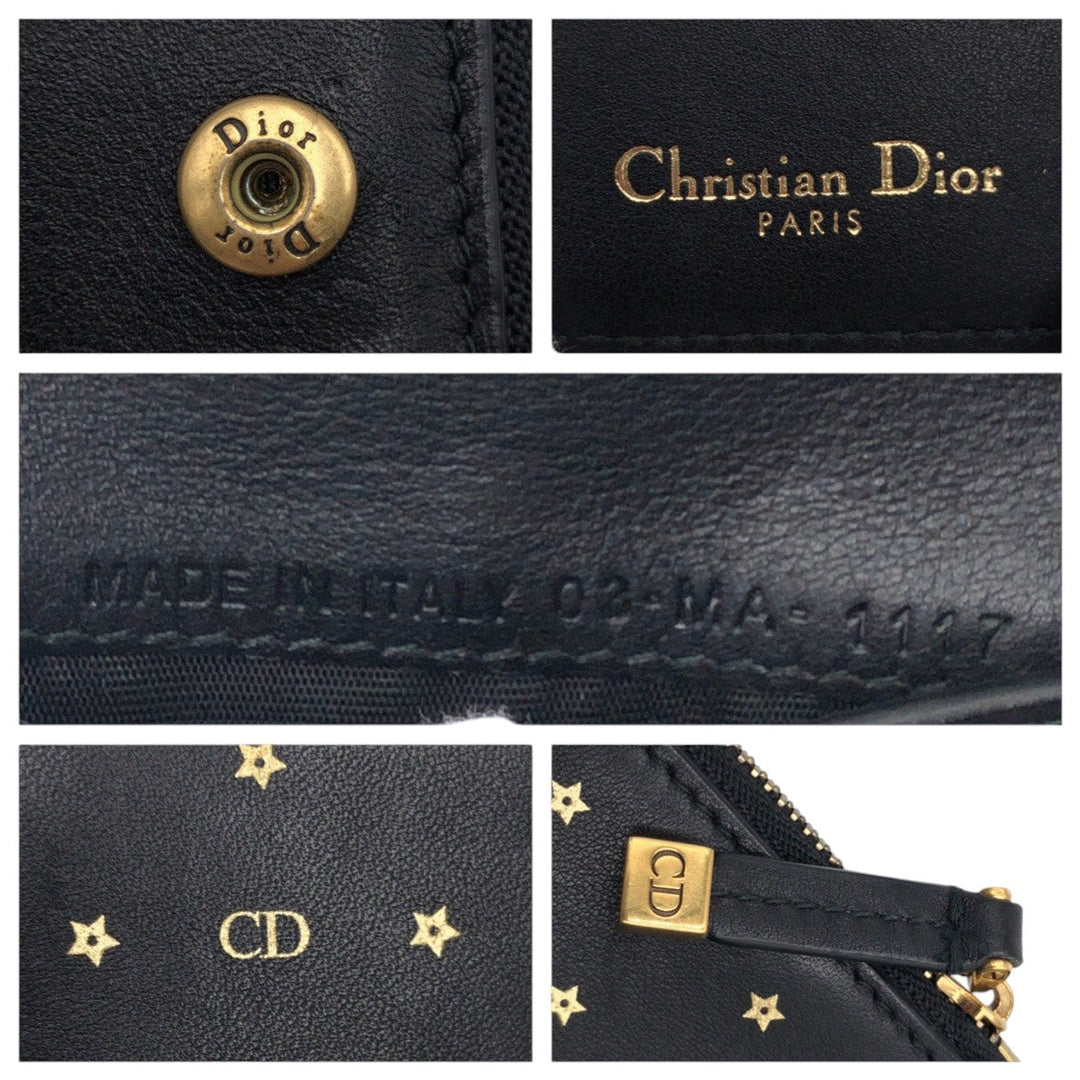 Christian Dior Card Case 03-MA 1117 leather black Card Case Pass Case Business Card Case Fragment Case Stars Collection Women Used Authentic