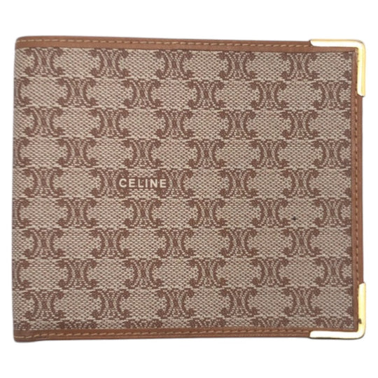 CELINE Bifold Wallet M07 PVC Brown Folding wallet Compact wallet Macadam Women Used Authentic