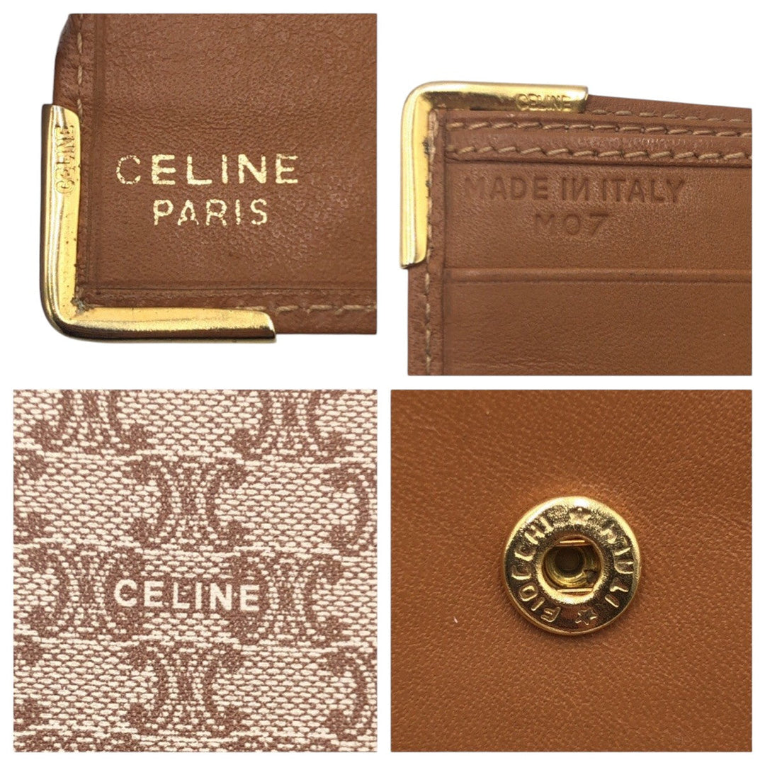 CELINE Bifold Wallet M07 PVC Brown Folding wallet Compact wallet Macadam Women Used Authentic