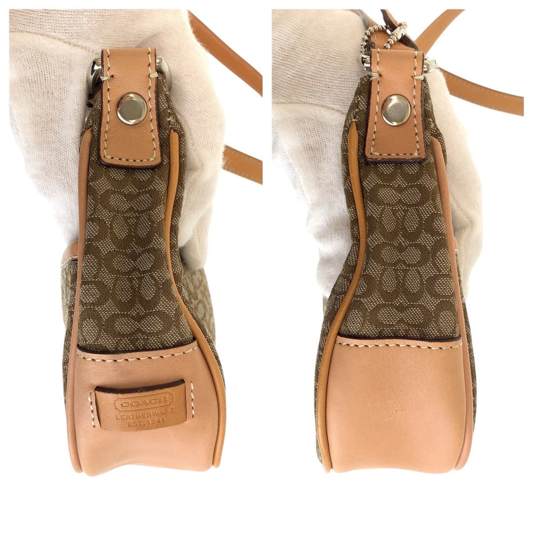 COACH Shoulder Bag canvas beige Mini signature