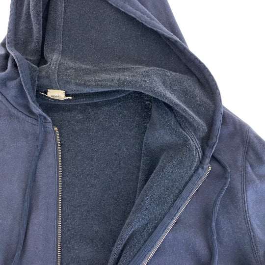HERMES Hoodie Cotton, Silk Navy SilverMetal Zip-up Hoodie Unisex Women 38 Used Authentic