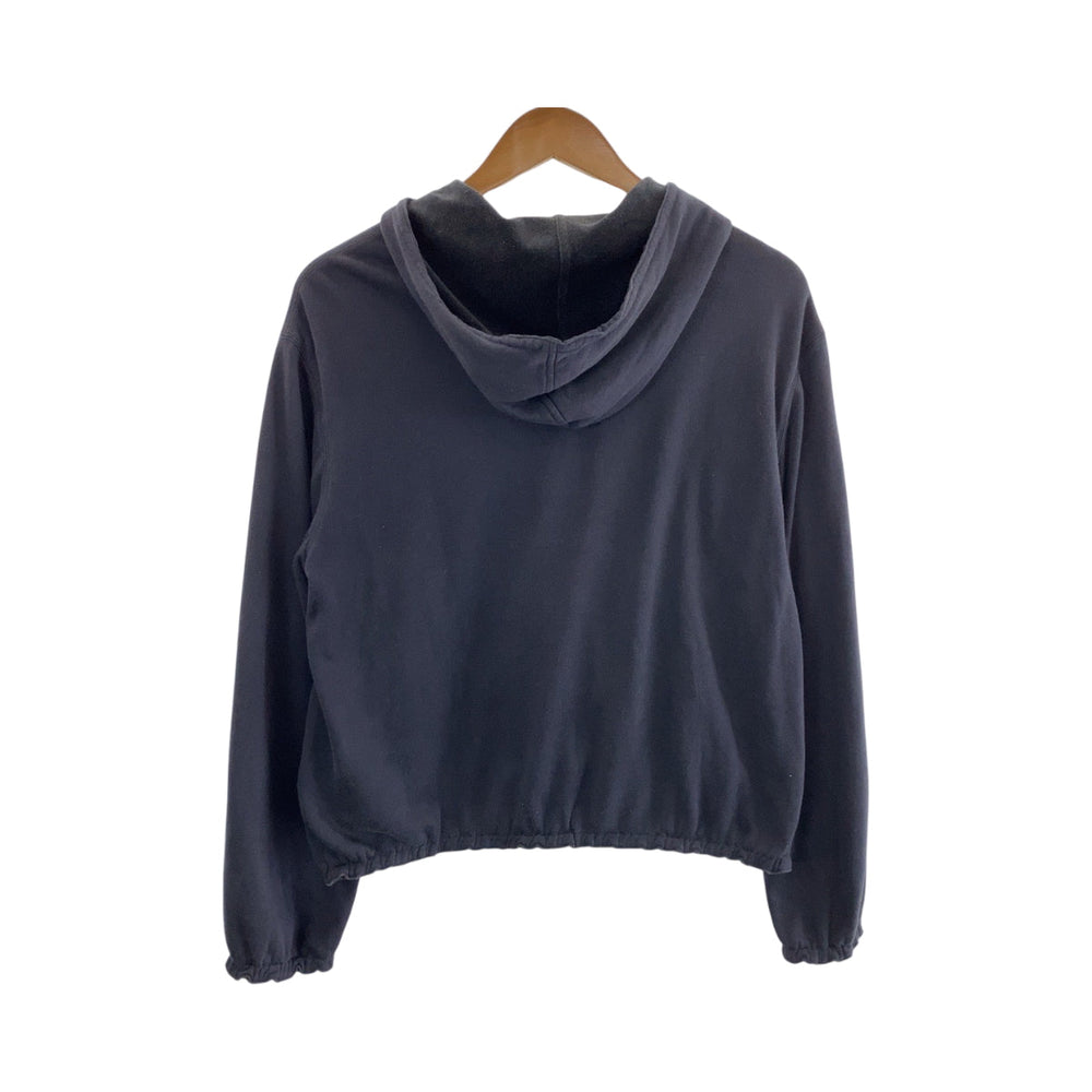 HERMES Hoodie Cotton, Silk Navy SilverMetal Zip-up Hoodie Unisex Women 38 Used Authentic