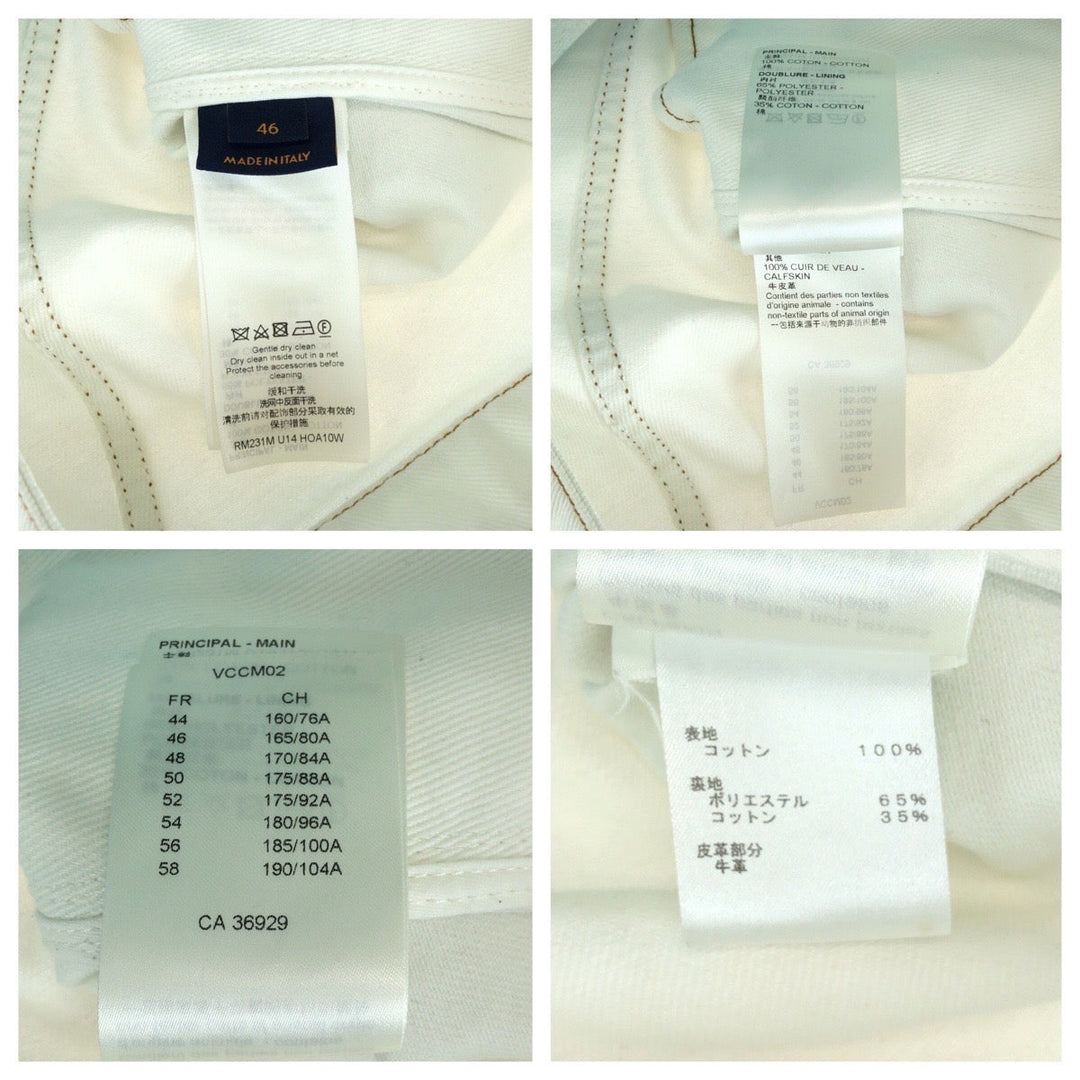 LOUIS VUITTON Denim Jacket RM231M cotton White Green SilverMetal Monogram Spray paint 46
