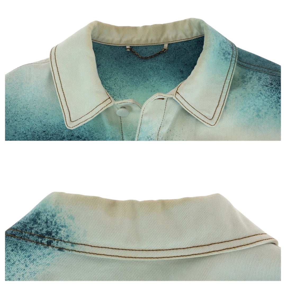 LOUIS VUITTON Denim Jacket RM231M cotton White Green SilverMetal Monogram Spray paint 46